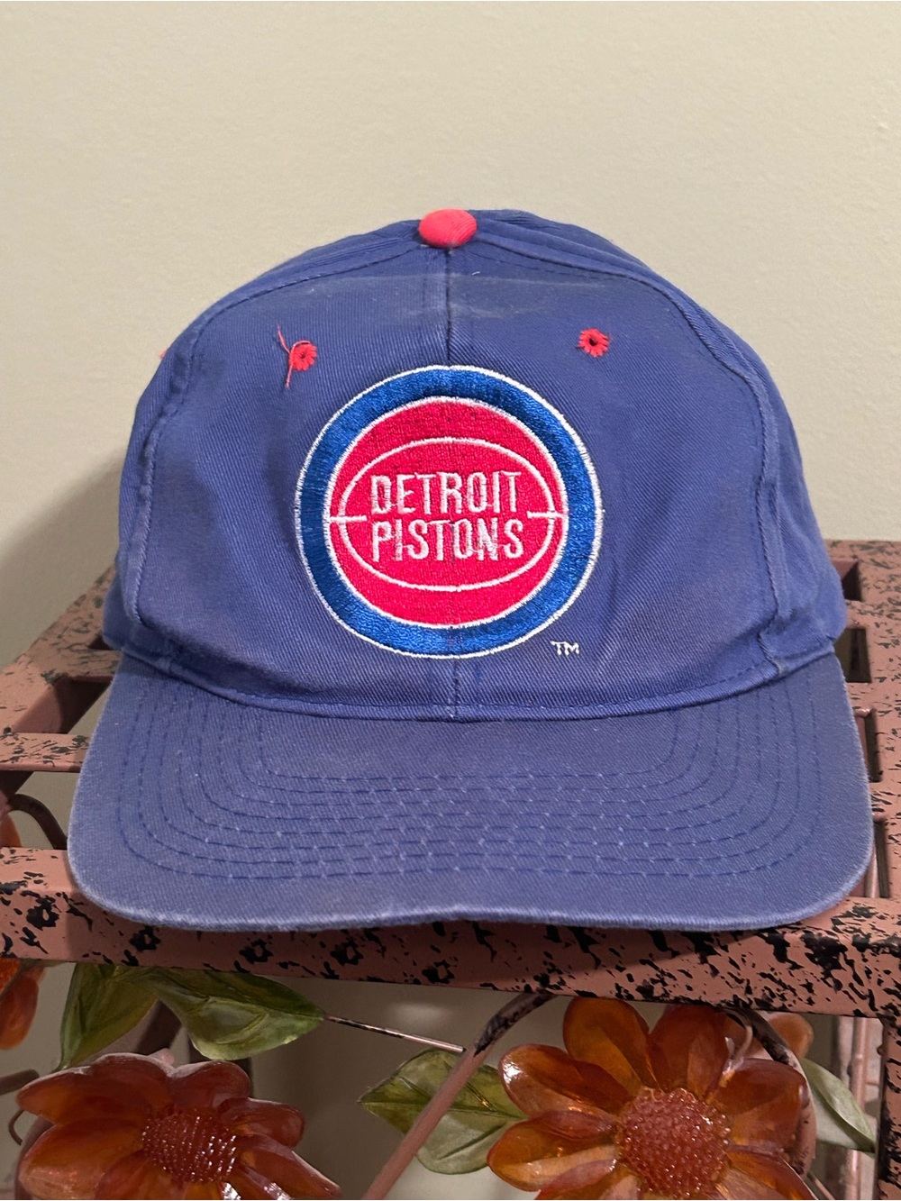NBA Detroit Pistons Royal Blue Hat with Red Logo